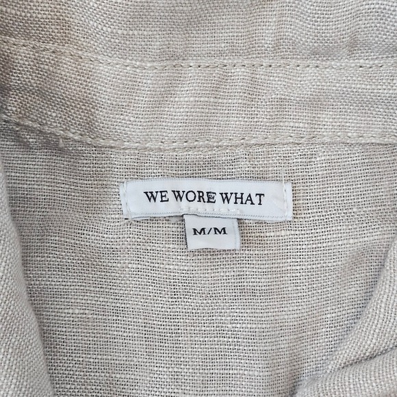 We Wore What Womens Linen Utility Jumpsuit Size M Boiler Suit Zip Front Neutral - Picture 10 of 12